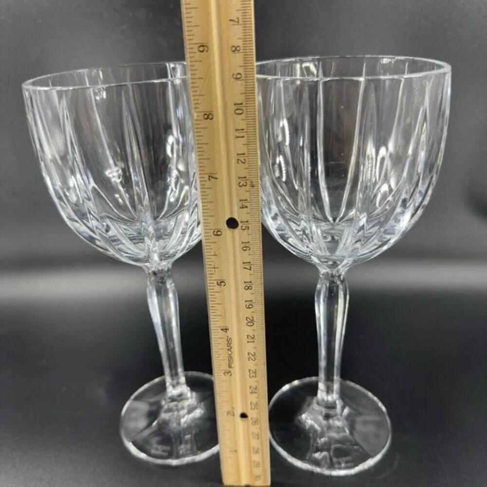 Waterford Marquis Omega Large Heavy‎ Clear Crystal 2 Glass Goblet Drinking Cups